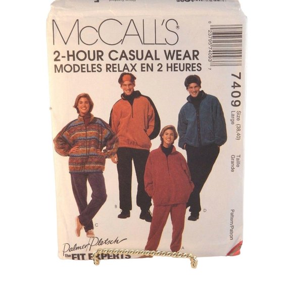 90's Unisex Jacket Top Pants Pattern McCalls 7409 Size L Palmer Pletsch UNCUT - Picture 1 of 6